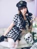 画像1: 送料無料！【ハロウィン】【LARME/ラルム掲載】 ギンガムセットアップポリス 【コスプレ5点セット】【XS-Mサイズ/1カラー】(YMT06-SV)[YMT-B] (1)