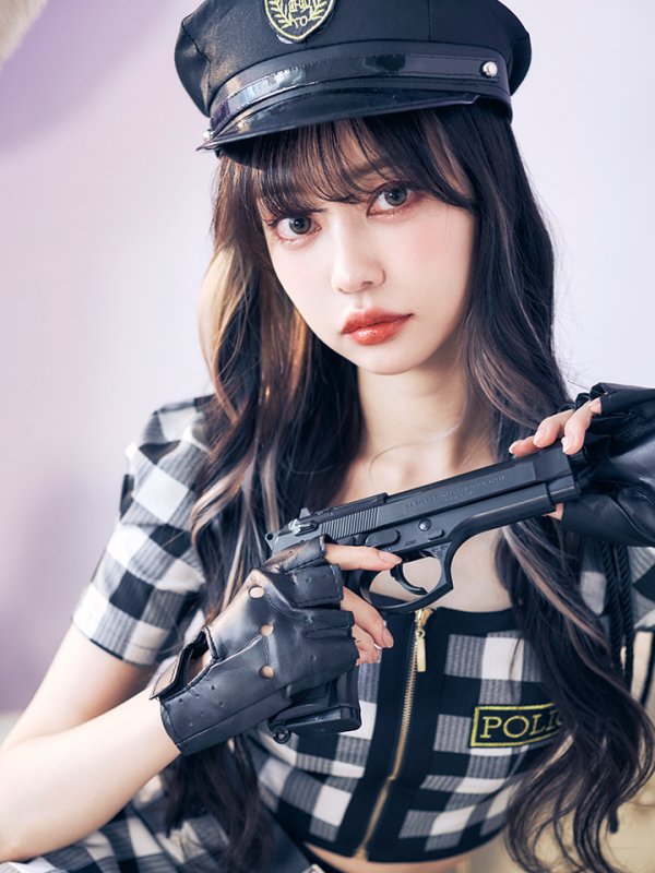 画像4: 【SALE!!】送料無料！【ハロウィン】【LARME/ラルム掲載】 ギンガムセットアップポリス 【コスプレ5点セット】【XS-Mサイズ/1カラー】(OF0106-SV)[OF01-B]