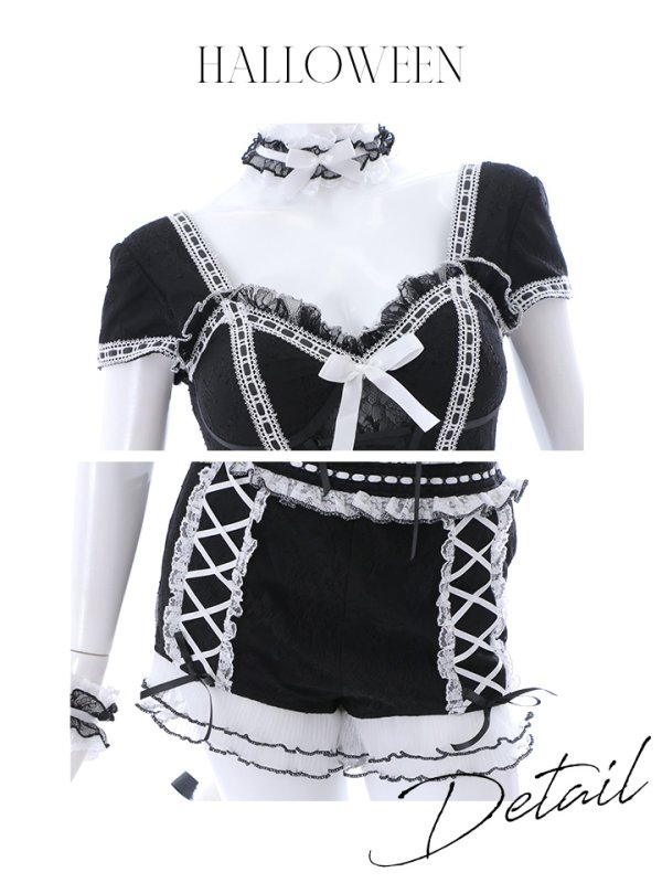 画像48: 【即日発送】【ハロウィン】コルセットレースキャット 【コスプレ6点セット】 【S-Mサイズ/3カラー】[OF01]