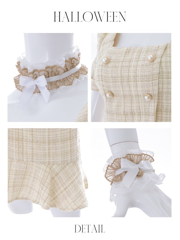 画像10: 【SALE!!】【即日発送】【ハロウィン】【LARME/ラルム掲載】ツイードくまセットアップ/ベア 【コスプレ6点セット】 【XS-Mサイズ/1カラー】[OF04]