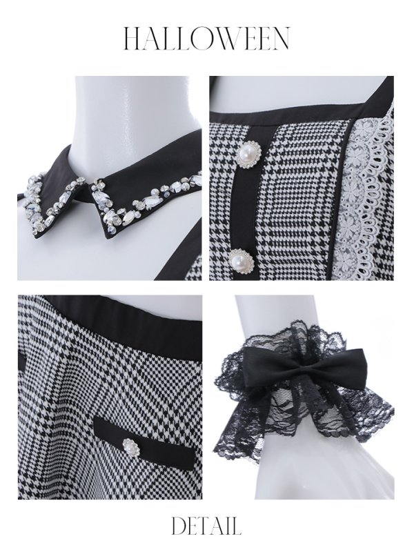 画像21: 【SALE!!】【即日発送】【ハロウィン】【LARME/ラルム掲載】 グレンチェックセットアップバニー 【コスプレ6点セット】【XS-Mサイズ/1カラー】[OF01]