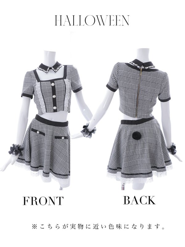 画像18: 【SALE!!】【即日発送】【ハロウィン】グレンチェックセットアップバニー 【コスプレ6点セット】【XS-Mサイズ/1カラー】[OF01]
