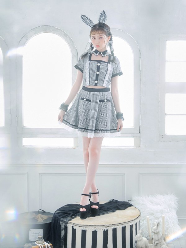 画像16: 【SALE!!】【即日発送】【ハロウィン】【LARME/ラルム掲載】 グレンチェックセットアップバニー 【コスプレ6点セット】【XS-Mサイズ/1カラー】[OF01]