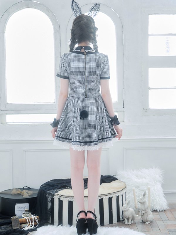 画像7: 【SALE!!】【即日発送】【ハロウィン】グレンチェックセットアップバニー 【コスプレ6点セット】【XS-Mサイズ/1カラー】[OF01]