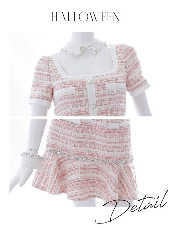 画像9: 【SALE!!】【即日発送】【ハロウィン】【LARME/ラルム掲載】 ツイードセットアップバニー【コスプレ6点セット】【XS-Mサイズ/1カラー】[OF01]