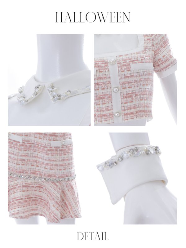 画像10: 【SALE!!】【即日発送】【ハロウィン】【LARME/ラルム掲載】 ツイードセットアップバニー【コスプレ6点セット】【XS-Mサイズ/1カラー】[OF01]