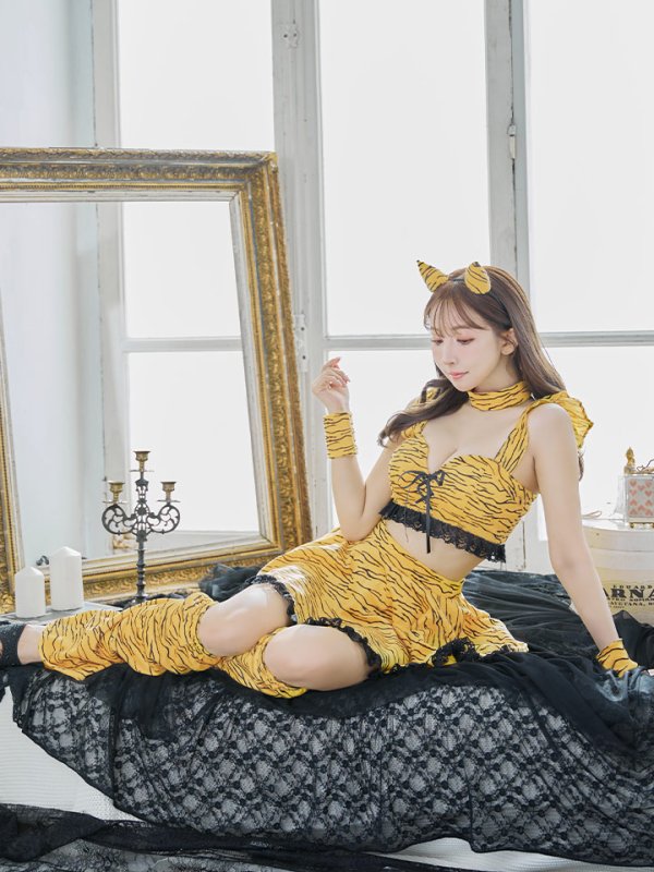 画像3: 【即日発送】【ハロウィン】セットアップフレアスカート鬼コスプレ【コスプレ6点セット】【S-Mサイズ/1カラー】[OF01]