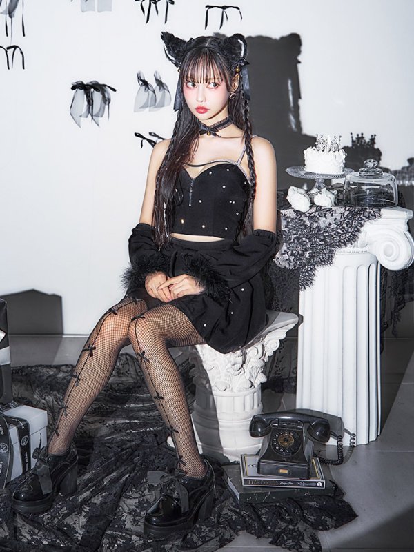 画像7: 【即日発送！】【ハロウィン】ビジューブラックキャットセットアップ 【コスプレ7点セット】[HC03]