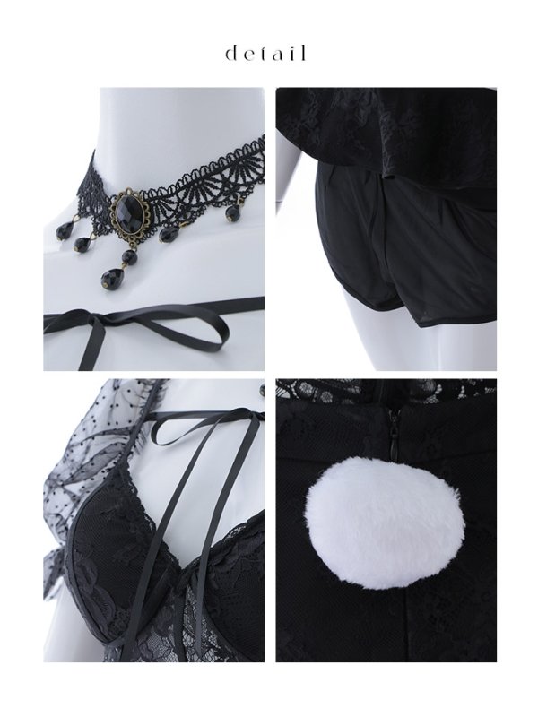 画像21: 【即日発送！】【ハロウィン】セクシーレースバニー半袖セットアップ 【コスプレ7点セット】[OF04]