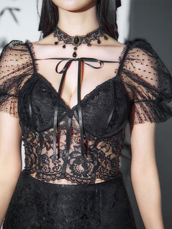 画像16: 【即日発送！】【ハロウィン】セクシーレースバニー半袖セットアップ 【コスプレ7点セット】[OF04]