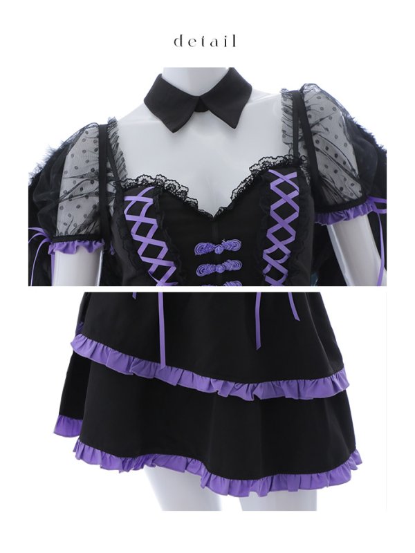 画像24: 【SALE!!】【即日発送】【ハロウィン】レースアップデビルスカートセットアップ 【コスプレ6点セット】[OF04-H]