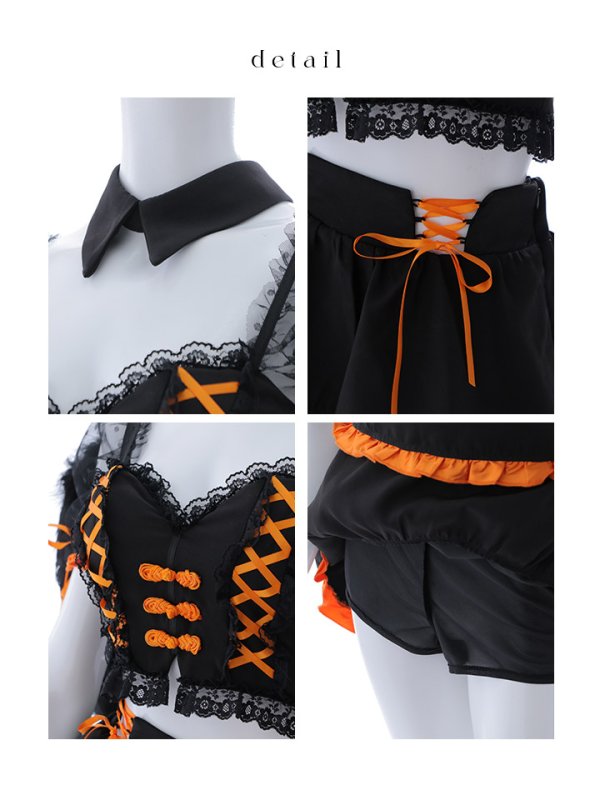 画像29: 【SALE!!】【即日発送】【ハロウィン】レースアップデビルスカートセットアップ 【コスプレ6点セット】[OF04-H]