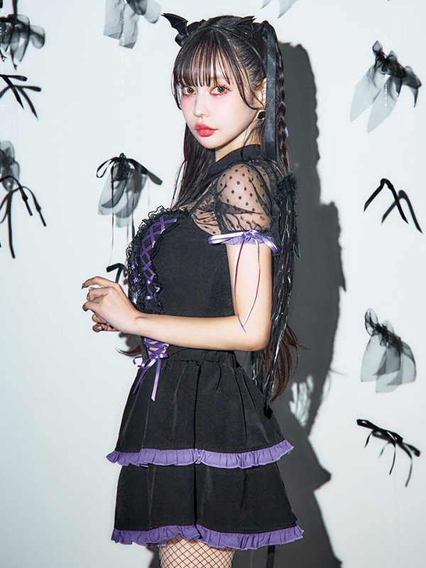 画像10: 【SALE!!】【即日発送】【ハロウィン】レースアップデビルスカートセットアップ 【コスプレ6点セット】[OF04-H]