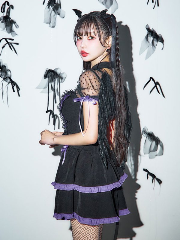 画像16: 【SALE!!】【即日発送】【ハロウィン】レースアップデビルスカートセットアップ 【コスプレ6点セット】[OF04-H]