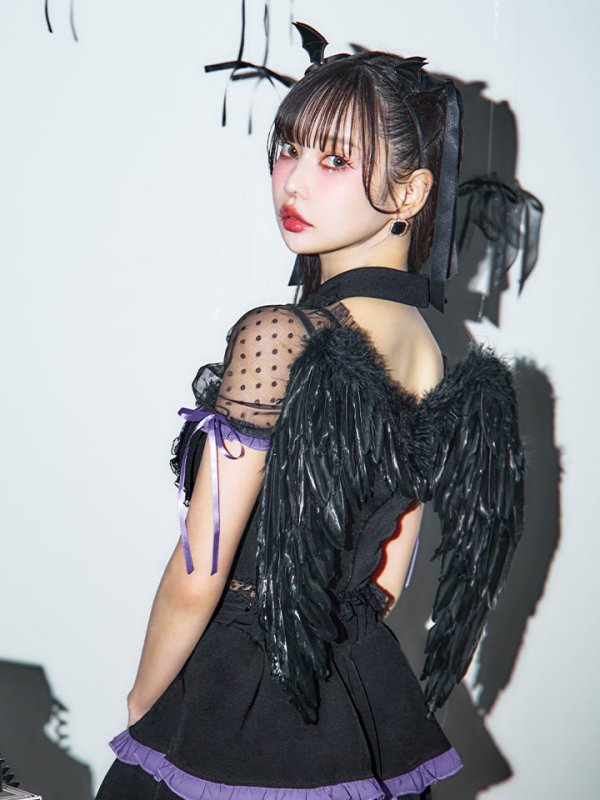 画像14: 【SALE!!】【即日発送】【ハロウィン】レースアップデビルスカートセットアップ 【コスプレ6点セット】[OF04-H]