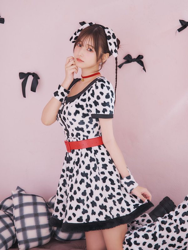 画像12: 【即日発送！】【ハロウィン】ダルメシアンミニフレアワンピース 【コスプレ点セット】 【S-XLサイズ/1カラー】[OF01]