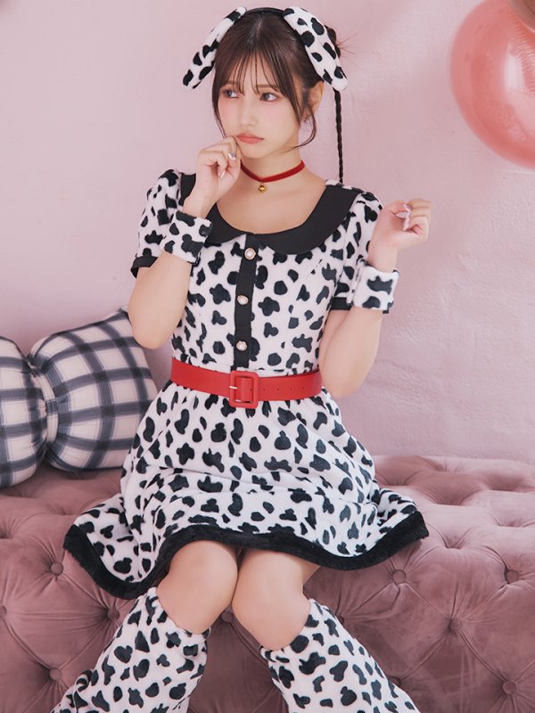 画像3: 【即日発送！】【ハロウィン】ダルメシアンミニフレアワンピース 【コスプレ点セット】 【S-XLサイズ/1カラー】[OF01]