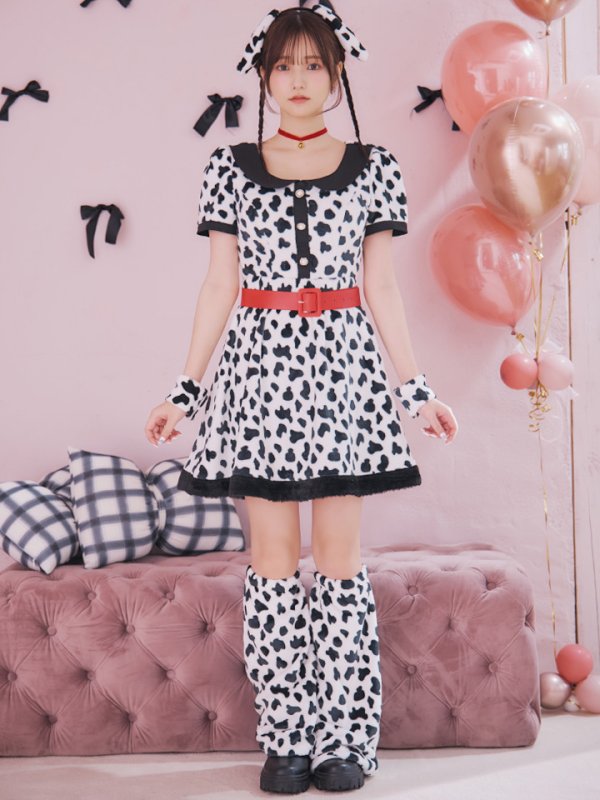 画像4: 【即日発送！】【ハロウィン】ダルメシアンミニフレアワンピース 【コスプレ点セット】 【S-XLサイズ/1カラー】[OF01]