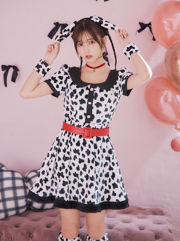 画像5: 【即日発送！】【ハロウィン】ダルメシアンミニフレアワンピース 【コスプレ点セット】 【S-XLサイズ/1カラー】[OF01]
