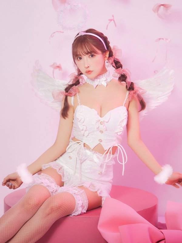 画像8: 【即日発送】【ハロウィン】セクシーエンジェルセットアップ 【コスプレ7点セット】【XS-Mサイズ/1カラー】[OF04-H]