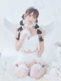 【即日発送】【送料無料！】【ハロウィン】セクシーエンジェルセットアップ 【コスプレ7点セット】【XS-Mサイズ/1カラー】[HC03-H]