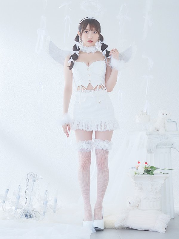 画像4: 【即日発送】【ハロウィン】セクシーエンジェルセットアップ 【コスプレ7点セット】【XS-Mサイズ/1カラー】[OF04-H]