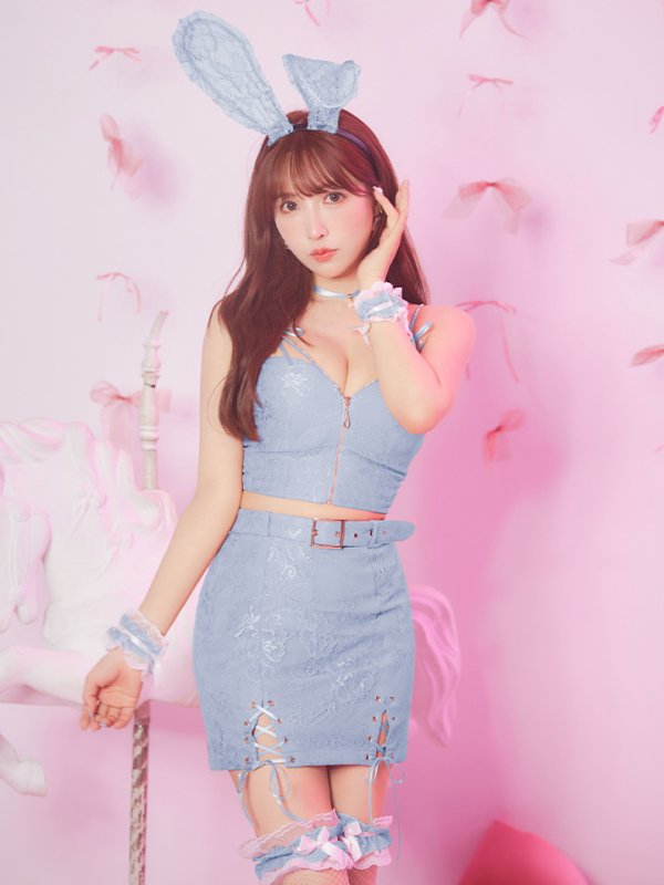 画像6: 【SALE!!】【即日発送！】【ハロウィン】レースリボンバニータイトミニセットアップ 【コスプレ8点セット】 【XS-Lサイズ/3カラー】[OF04]