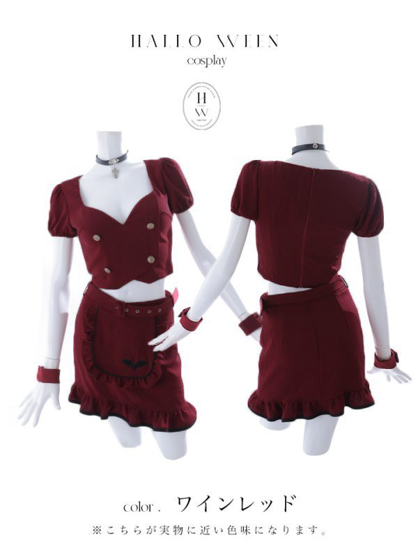 画像15: 【SALE!!】【即日発送！】【ハロウィン】 蝙蝠メイドミニセットアップ 【コスプレ7点セット】 【XS-Mサイズ/2カラー】[OF04]