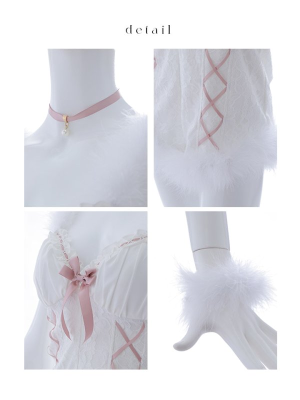 画像26: 【ハロウィン】 ファーキャミレースバニーガール 【コスプレ6点セット】 【XS-Mサイズ/2カラー】[OF04]