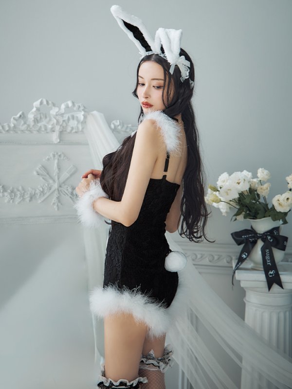 画像10: 【ハロウィン】 ファーキャミレースバニーガール 【コスプレ6点セット】 【XS-Mサイズ/2カラー】[OF04]