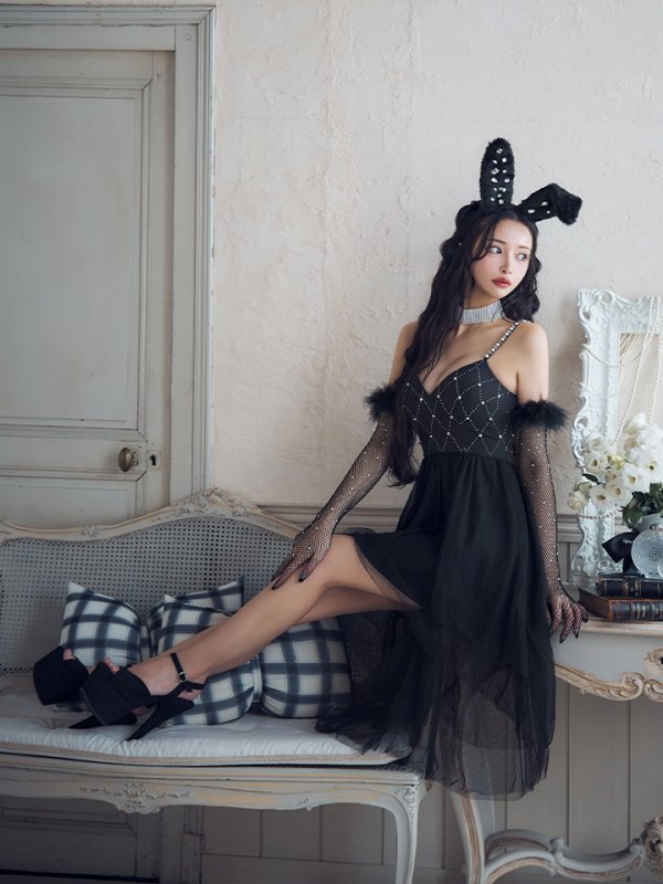 画像8: 【ハロウィン】 バニービジューフレアワンピース 【コスプレ5点セット】 【XS-Mサイズ/2カラー】[OF04]