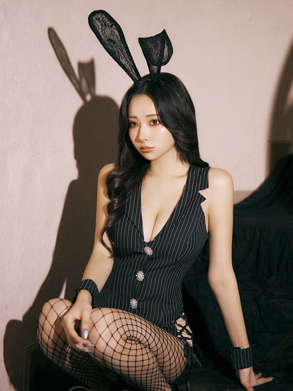 画像6: 【即日発送】【ハロウィン】 ストライプバニーセットアップ 【コスプレ6点セット】 【XS-Mサイズ/1カラー】[HC03]