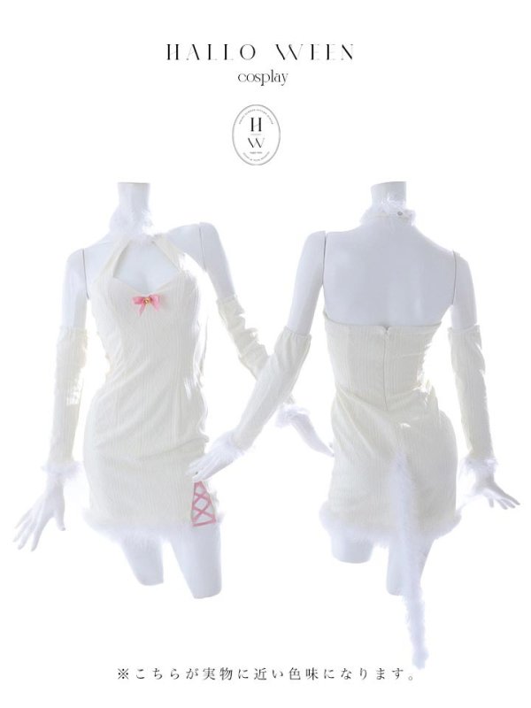 画像16: 【SALE!!】【即日発送！】【ハロウィン】白猫アメスリニットワンピース 【コスプレ3点セット】【XS-Lサイズ/1カラー】[OF01]