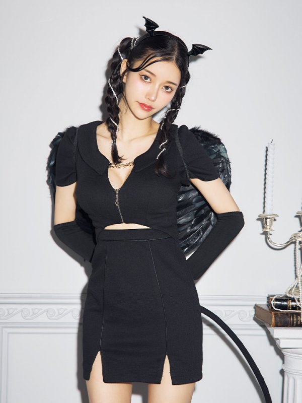 画像15: 【SALE!!】【即日発送！】【ハロウィン】アームカバー付きデビルミニワンピ 【コスプレ5点セット】【XS-Lサイズ/1カラー】[HC03-H]