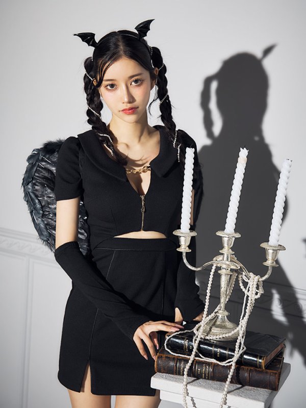 画像17: 【SALE!!】【即日発送！】【ハロウィン】アームカバー付きデビルミニワンピ 【コスプレ5点セット】【XS-Lサイズ/1カラー】[HC03-H]