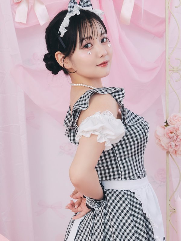 画像7: 【SALE!!】【即日発送！】【ハロウィン】ギンガムチェックメイドワンピース 【コスプレ5点セット】[OF04]