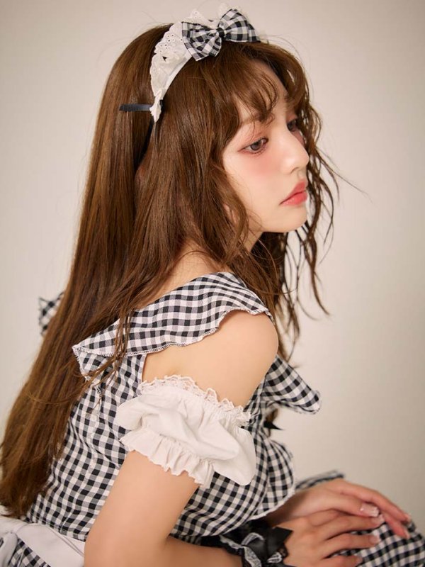 画像3: 【SALE!!】【即日発送！】【ハロウィン】ギンガムチェックメイドワンピース 【コスプレ5点セット】[HC03]