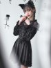 画像2: 【即日発送！】【ハロウィン】ブラックキャットベロアワンピース 【コスプレ3点セット】[YMT] (2)