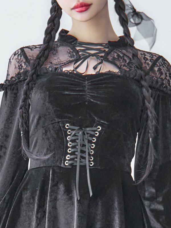 画像20: 【SALE!!】【即日発送！】【ハロウィン】ブラックキャットベロアワンピース 【コスプレ3点セット】[OF04]