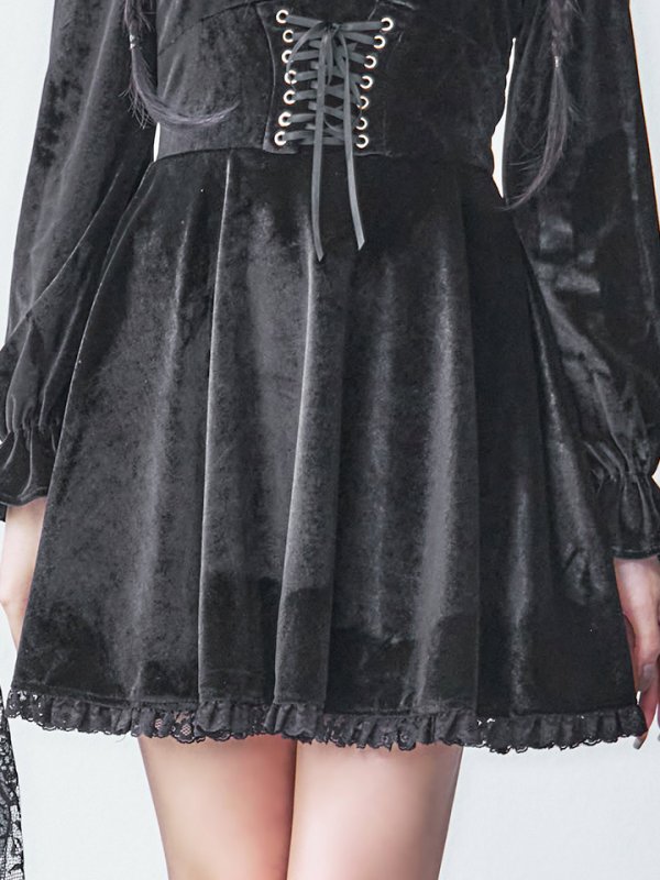 画像21: 【SALE!!】【即日発送！】【ハロウィン】ブラックキャットベロアワンピース 【コスプレ3点セット】[OF04]