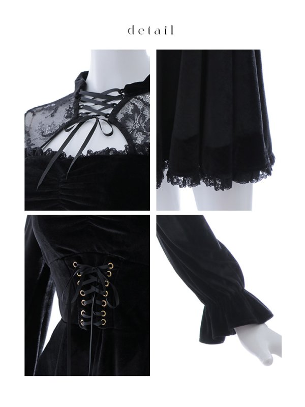 画像24: 【SALE!!】【即日発送！】【ハロウィン】ブラックキャットベロアワンピース 【コスプレ3点セット】[OF04]