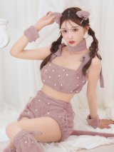 【即日発送！】【ハロウィン】 もこもこキャットリボンセットアップ 【コスプレ6点セット】 【Fサイズ/3カラー】[YMT]