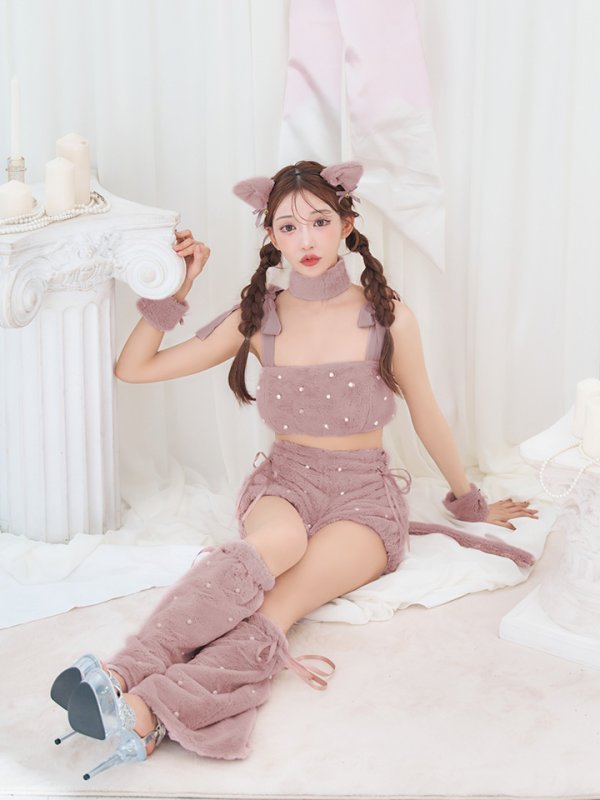 画像7: 【即日発送】【ハロウィン】 もこもこキャットリボンセットアップ 【コスプレ6点セット】 【Fサイズ/3カラー】[HC03]