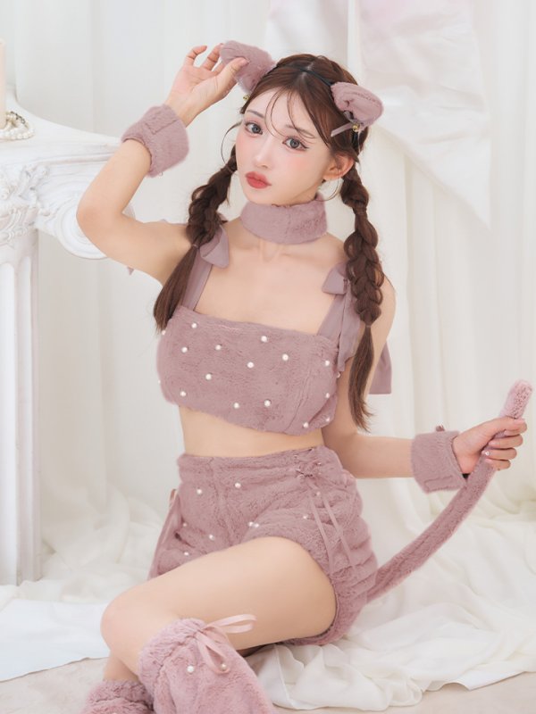 画像8: 【即日発送】【ハロウィン】 もこもこキャットリボンセットアップ 【コスプレ6点セット】 【Fサイズ/3カラー】[HC03]