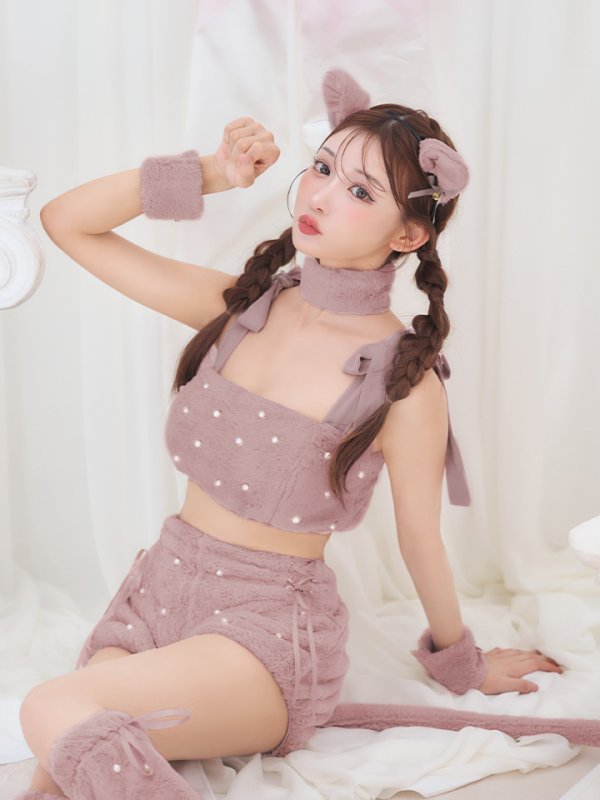 画像9: 【即日発送】【ハロウィン】 もこもこキャットリボンセットアップ 【コスプレ6点セット】 【Fサイズ/3カラー】[HC03]