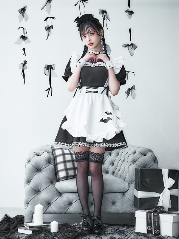 画像17: 【即日発送！】【ハロウィン】クラシックメイドワンピース 【コスプレ5点セット】[OF01]