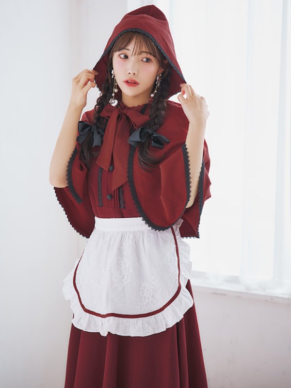 画像8: 【即日発送！】【ハロウィン】赤ずきんロングフレアワンピース 【コスプレ3点セット】 【S-XLサイズ/1カラー】[HC03]明日花キララ着用