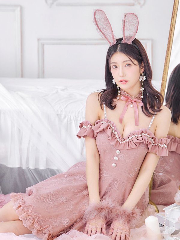 画像3: 【SALE!!】【即日発送！】【ハロウィン】 バニーショートインロングワンピース 【コスプレ5点セット】【XS-XLサイズ/2カラー】[OF04]