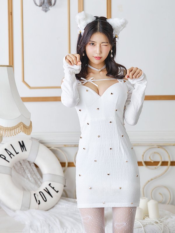 画像34: 【即日発送！】【ハロウィン】 黒猫ワンピース 【コスプレ4点セット】 【XS-XLサイズ/２カラー】[OF04]