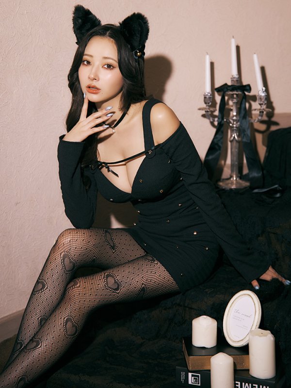 画像7: 【即日発送！】【ハロウィン】 黒猫ワンピース 【コスプレ4点セット】 【XS-XLサイズ/２カラー】[OF04]